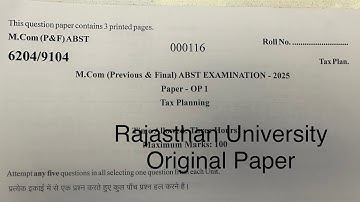 Mcom (P ) ABST exam paper 2025 | OP 1 | Tax Planning | Dr. Ruchi Khandelwal 