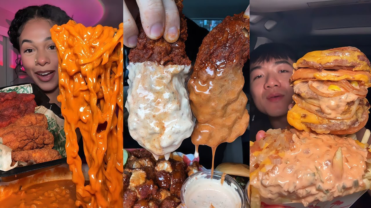 Подборка мукбангов из TIKTOK | Wingstop, Buldak, Dave’s Hot Chicken, Cane’s и другие! 🍗🔥🌶