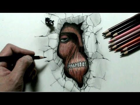 進撃の巨人 色鉛筆で壁の中の巨人を描いてみた Draw A Giant In The Wall With Colored Pencils Youtube