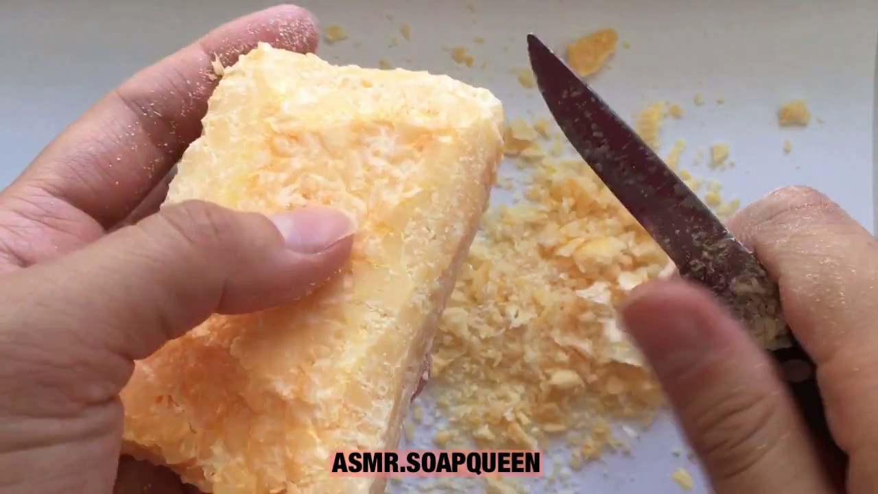 EXTREMELY TINGLY- HARD SOAP CUTTING- LITTLE PIECES HITTING THE TABLE