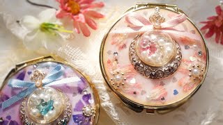 レジン さくら&ラベンダーブルー✨ドライフラワー&スワロアクセサリーケース✨Handmade resin art jewelry box