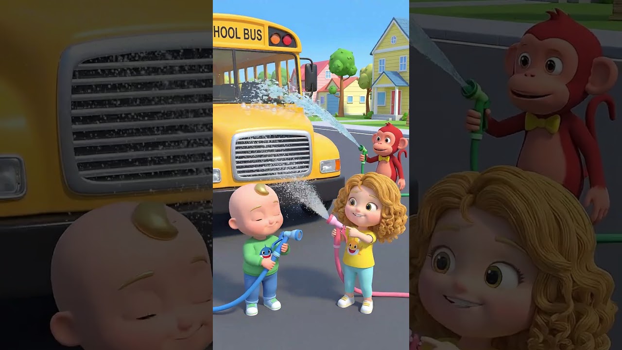 Wheels on The Bus Get Cleaned #kidssongs #animation #shorts #toddler learning video