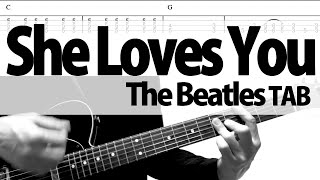 「She Loves You」The Beatles  Guitar Cover Tutorial w/lyrics TAB