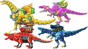 Dinosaur Robot Wars: Spinosaurus, Brachiosaurus, T-Rex & Triceratops | Eftsei Gaming