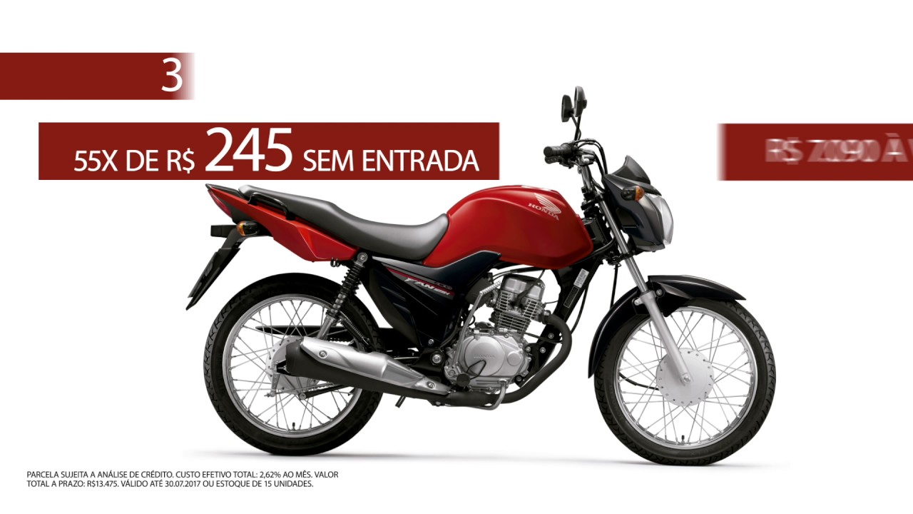 Promoção da Cg125i Fan financiada sem entrada e com capacete grátis