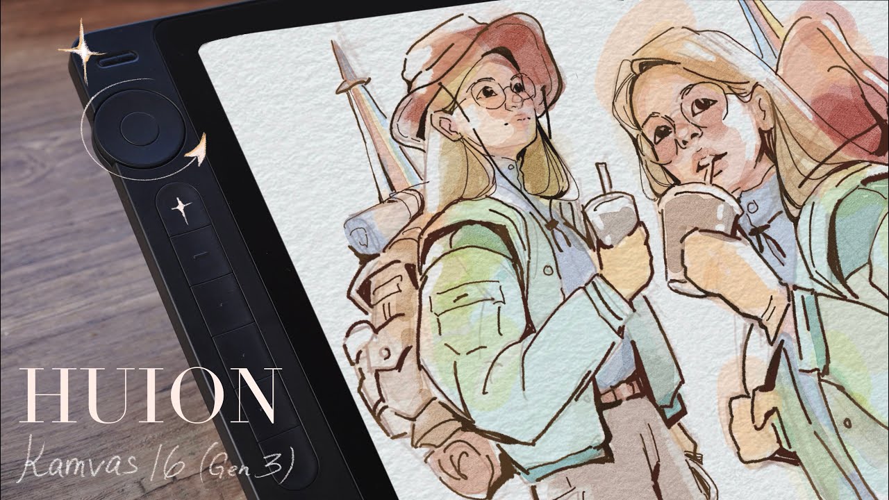Do Digital watercolor sketches with me ✨| Huion Kamvas 16 (gen 3) unboxing + review