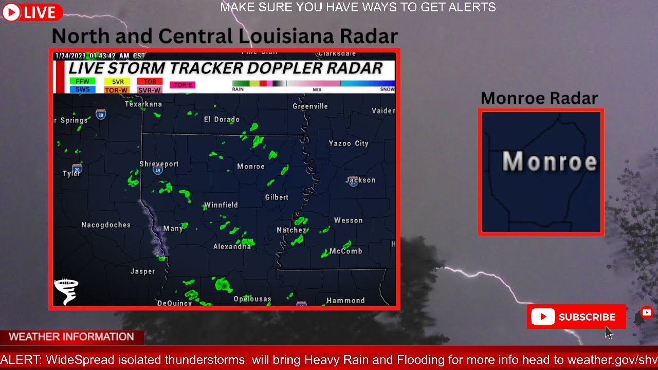 🔴LIVE DOPPLER RADAR for NORTH LOUISIANA & CENTRAL LOUISIANA YouTube