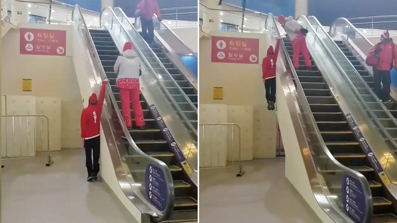 Det olympiske rulletrapptrikset tar nettet med storm