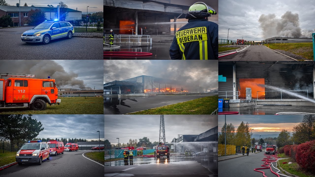 [FEUER BEI VERPACKUNGSUNTERNEHMEN] GROSSBRAND IN OEDERAN ll EINSATZFAHRTEN+EINSATZSTELLE