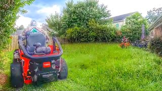 Overgrown Lawn Tall Grass Mow Down! Lawn guy abandons the customer while she was in the hospital!