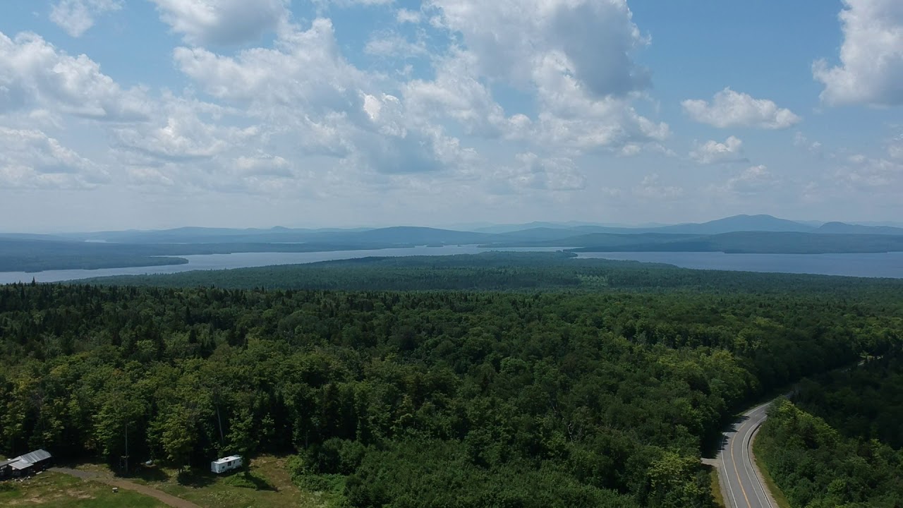 A scenic overview of Rangeley Lake from Oquossoc, Maine