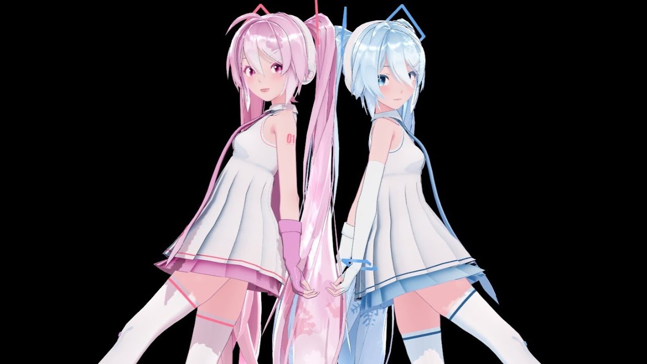 MMD/4K60fps】45秒 /Sour式改変桜、雪ミク 【モデル配布】 - YouTube