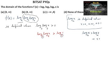 The domain of the function f(x)=log2 log 3 log 4 x is|Relations Functions|PYQ|Domain|Range|VIT|CET