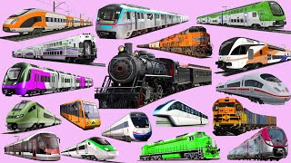 TRAINS Name Sounds | Learning Types of Trains - Railway Vehicles - Trains and Subways