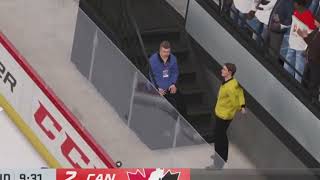 a brief conversation at a hockey game