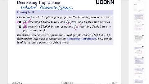 [MATH 2620 Financial Mathematics] Lecture 2: Ch1.2 Decreasing Impatience