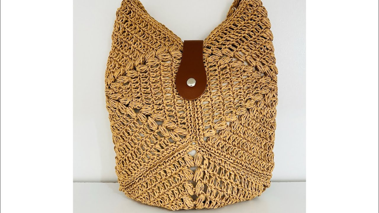 Kağıt iple üç parçadan oluşan kolay çanta yapılışı,easy bag tutorial with paper string.