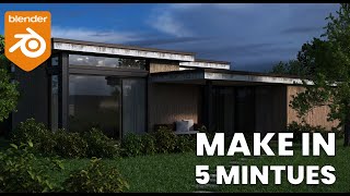 How to Create a Grassy Mountain House Scene in 5 Minutes (Blender 2.9 Tutorial) screenshot 3