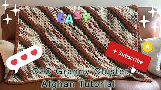 Tutorial - C2C Granny Cluster Afghan - Very Easy One Row Repeat. (Great for Beginners) screenshot 4
