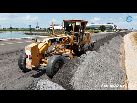 Two Processing CAT Grader Spreading Gravel Installing New Foundation Roads Activities Skills