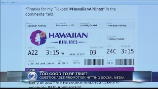 Beware online promotions that offer free Hawaiian Airlines tickets