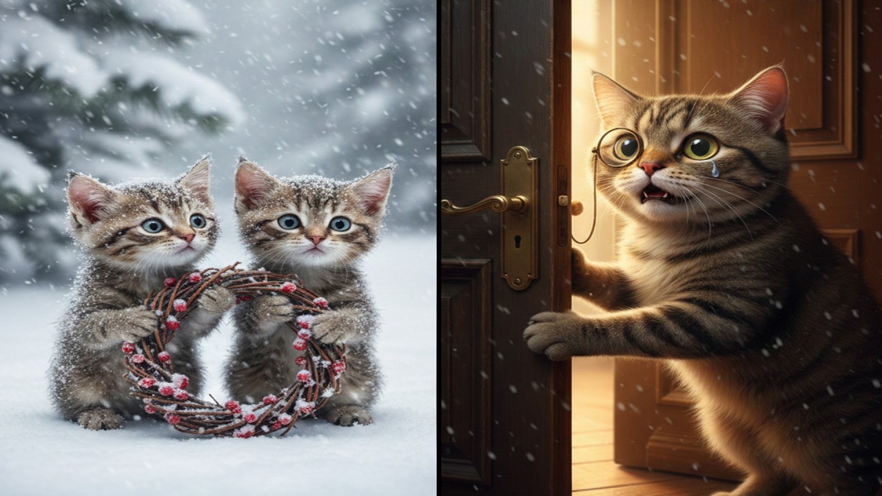 Poor Kittens Gave a Gift to the Lonely Millionaire Cat 😭🎄