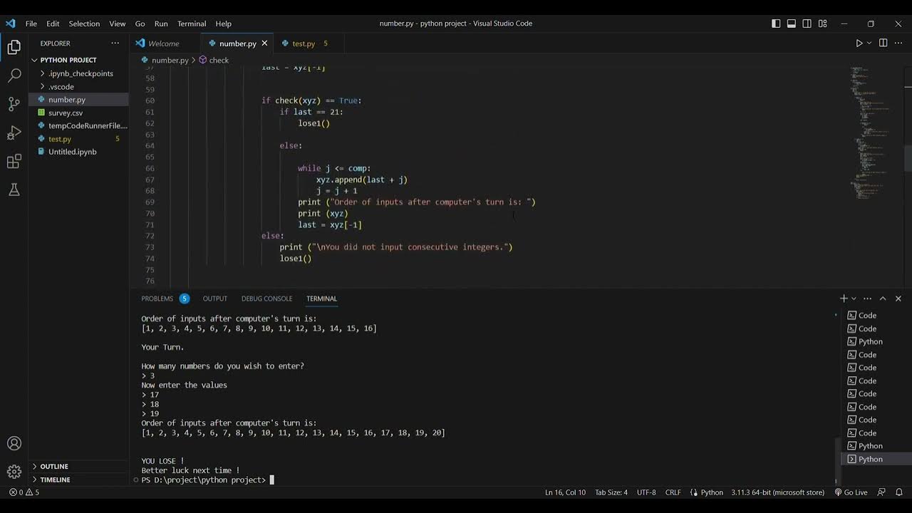 21 Number game in Python - YouTube