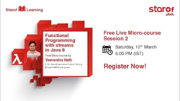 Free Live Micro-course Session 2 on " Functional programming with streams in Java 9!"