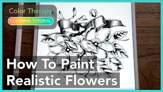 Coloring Tutorial: How to Paint Realistic Flowers with Color Therapy app screenshot 2