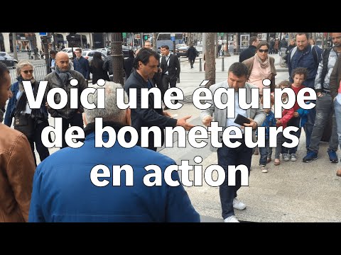 Le Bonneteau expliqué par l&#039;exemple, sur les Champs-Elysées à Paris, avec une équipe de bonneteurs