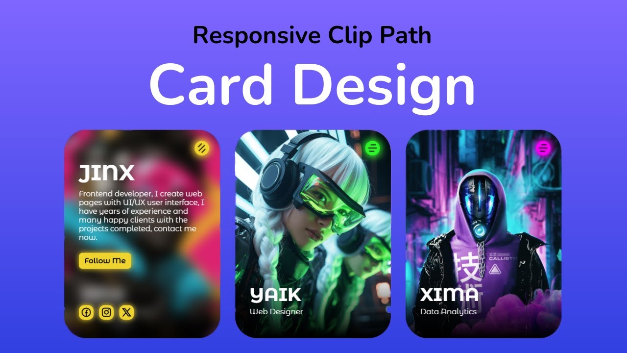 Stunning Clip Path Card Hover Effects with HTML & CSS | Responsive UI ...