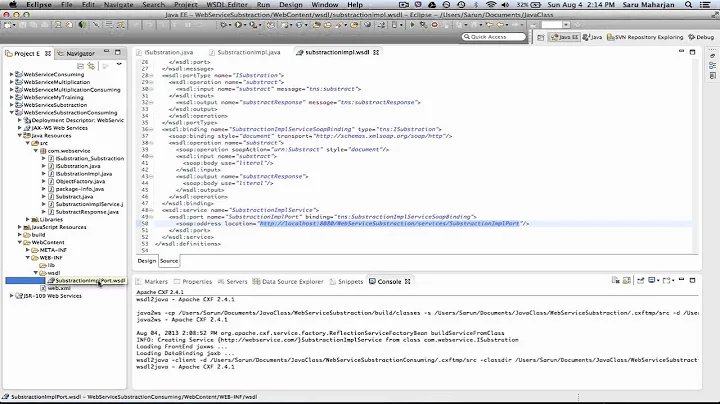 WSDL example consuming on Ecplise using Apache CXF 2.X