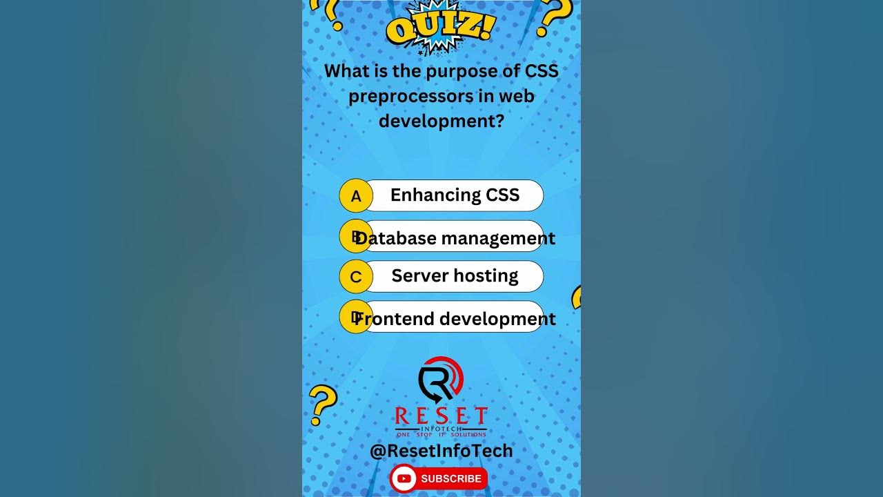 What is the purpose of CSS preprocessors in web development? #quiz # ...