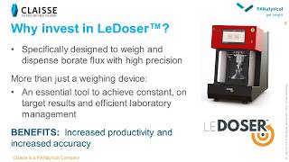 LeDoser : The essential automated weighing instrument in 20 minutes!