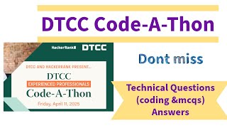 DTCC CODE-A-Thon Exam Answers 🥳🥰| Live Assessment| Coding | PRIZES | Free Answers | MCQS & Coding