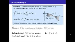 Calculus I, Lecture 41A: Definite Integrals