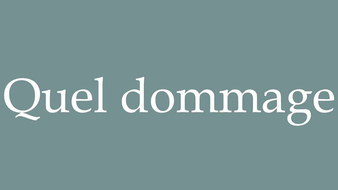 How to Pronounce ''Quel dommage'' Correctly in French YouTube