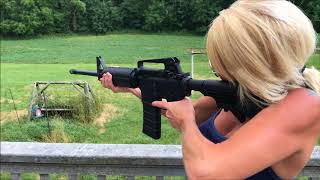 AR-15 S&W M&P 15  5.56 cal. Amy Jo shooting AR500 AR15 GIRLS GUNS