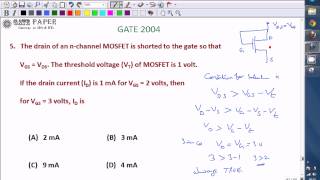 GATE 2004 ECE Gate Drain connected (Diode connected) MOSFET Net Worth