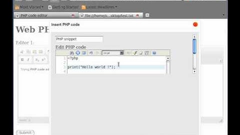 WYSIWYG web PHP editor - PHP icon in WYSIWYG view