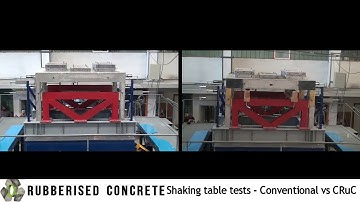 Shake table tests - FRP Confined Rubberised Concrete vs Conventional Concrete