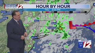 WPRI 12 Weather Forecast for 7/30/26:  Scattered showers today