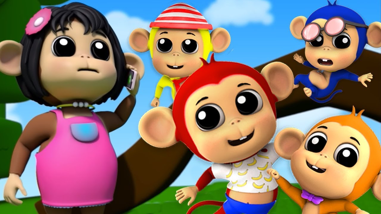 ⁣Cinq Petits singes | comptines | chanson bébé | Five Little Monkeys | Chansons de Bébé | Baby Song