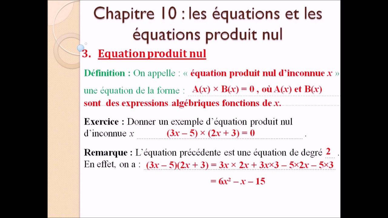troisième équation produit nul - YouTube