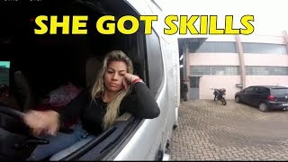 Amazing female truck driving