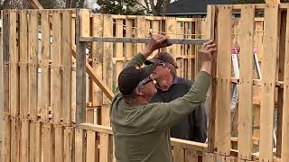 Pallet Cabin - Phil’s Workshop Part 4 - E127 #pallet #framing #door #window #top-plates