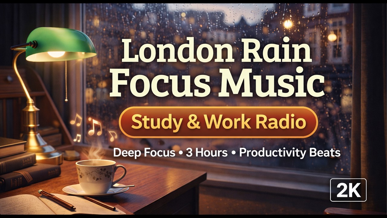 London Rain Focus Music 🌧 3 Hour Study & Work Radio | Deep Productivity Beats