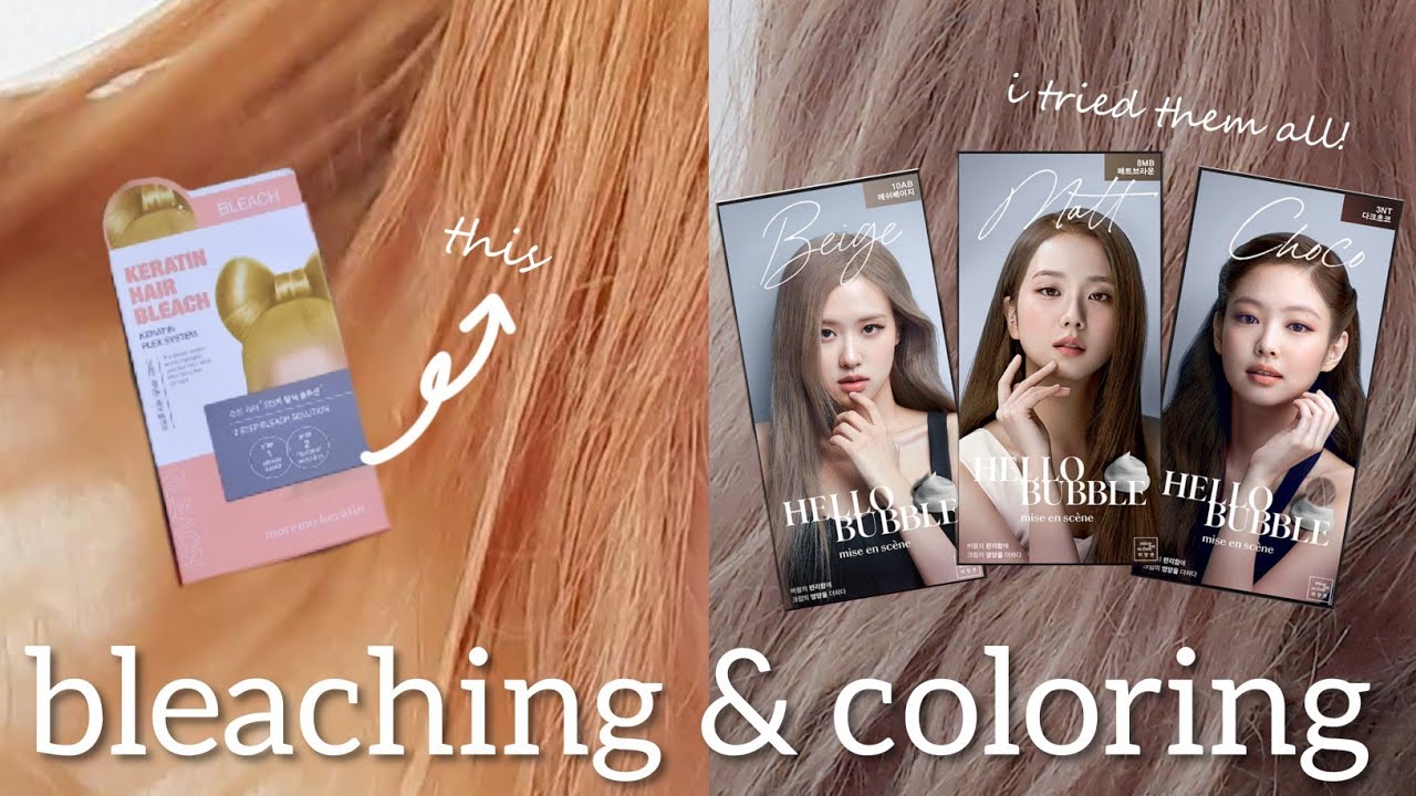 bleaching with Moremo Keratin Bleach & coloring with Mise En Scene