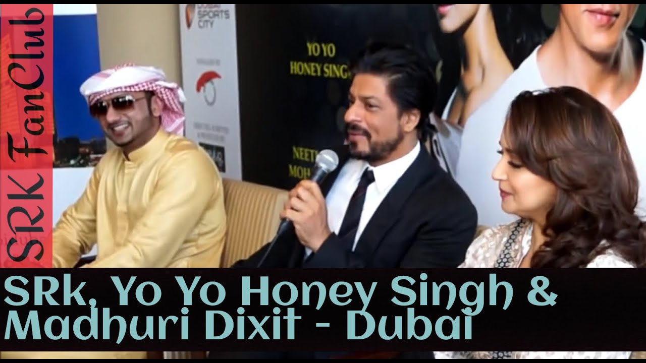 Shahrukh Khan, Yo Yo Honey Singh & Madhuri Dixit at Dubai for an event . | SRK |