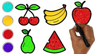 Healthy Fruits Drawing, Painting and Coloring for Kids & Toddlers | Learn How to Draw | Chiki Art